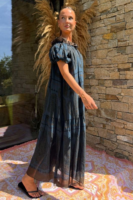 The Tallulah Midaxi Dress Paisley Navy